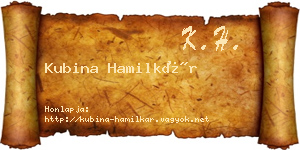Kubina Hamilkár névjegykártya